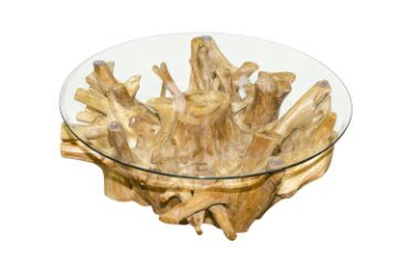 Picture of TAKARA D90 Tempered Glass Top Handcrafted Teak Root Coffee Table
