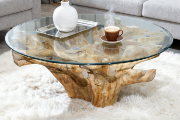 Picture of TAKARA D110 Tempered Glass Top Handcrafted Teak Root Coffee Table