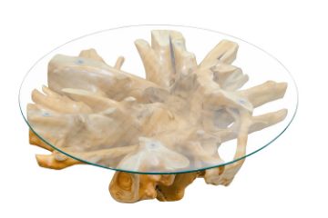 Picture of TAKARA D110 Tempered Glass Top Handcrafted Teak Root Coffee Table