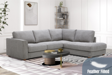 Picture of HEARTLAND Feather Filled Fabric Sectional Sofa (Grey) - Chaise Facing Right