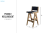 Picture of TIMBERA Solid Reclaimed Pine Wood Frame Bar Chair with Genuine Leather Seat and Backrest