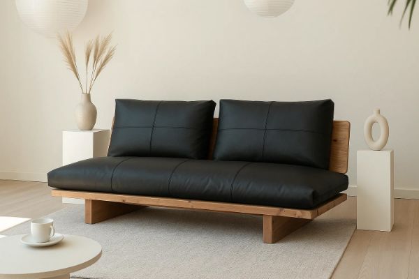 Picture of TIMBERA 100% Genuine Leather Reclaimed Pine Wood Sofa Range - 3 Seater