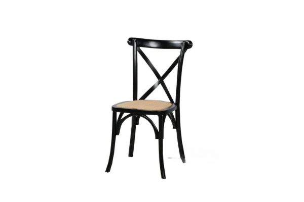 Picture of  [FLOOR MODEL CLEARANCE] ALBION Solid Beech Cross Back Dining Chair with Rattan Seat (Black)