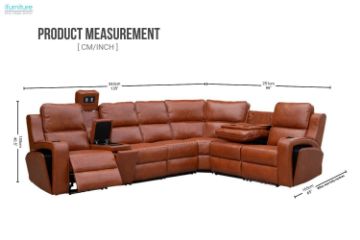 Picture of [FLOOR MODEL CLEARANCE]FARMLYN Electric Adjustable Seat Reclining Corner Sofa/Modular Sofa with USB Port and LED Light (Brown)