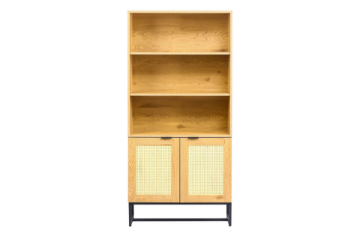 Picture of  [FLOOR MODEL CLEARANCE]  SAILOR 2-Door Bookshelf with Rattan (Oak Colour)