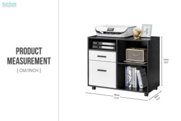 Picture of  [FLOOR MODEL CLEARANCE] HARKEN 2-Drawer Cabinet with Wheels (Black&White)