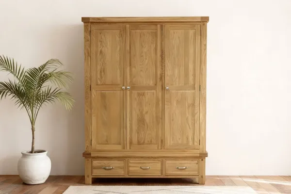 Picture of WESTMINSTER 3-Door 3-Drawer Solid Oak Wardrobe