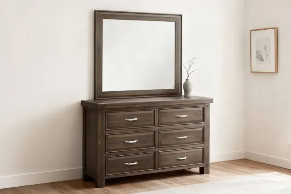 Picture of Westminster 6-Drawer Solid Oak Dresser with Mirror (Walnut)