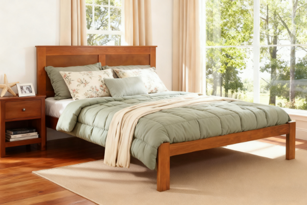 Picture of METRO Pine Bed Frame Single/King Single/Double/Queen Size (Caramel)