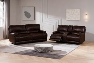 Picture of DAWSON Power Reclining Foil-Printed Fabric Sofa Range with Storage Console & Cup Holders