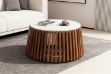 Picture of ALLEY Solid Acacia Wood Round Coffee Table with Marble Top