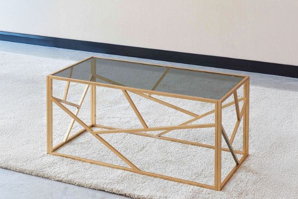 Picture of CLIO Rectangle Grey Glass with Golden Legs Coffee Table