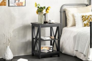 Picture of VECELO 2-Shelf Side Table (Black)