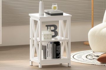 Picture of VECELO 2-Shelf Side Table (Off White) 