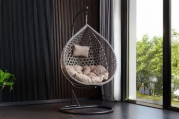 Picture of DAKOTA Rattan Outdoor Hanging Egg Chair (Grey)