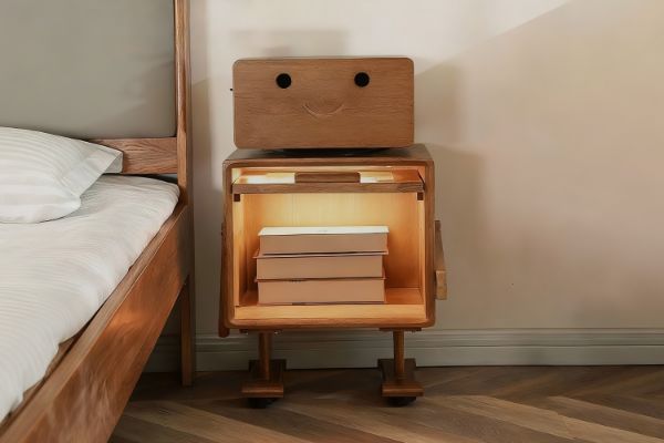 Picture of M-O 360° Swivel Head Solid Wood Bedside Table with 3 Colours LED Lighting 