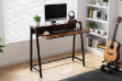 Picture of EMMI 100 Dual-Tier Office Desk with Shelf (Rustic Brown)