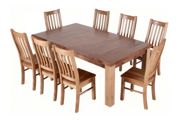 Picture of FRANCO 9PC Dining Set (Solid NZ Pine) - 2.1M Table + 8 Chairs