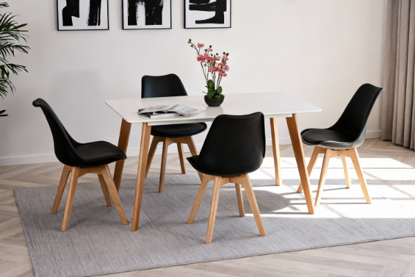 Picture of EFRON 1.2M/1.4M/1.6M 5PC Dining Set (Black)