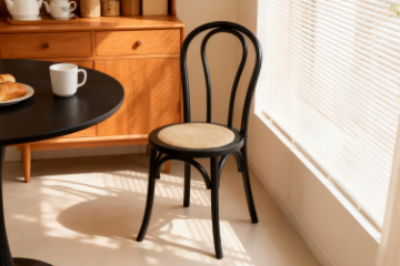 Picture of RAYMON Solid Beech Dining Chair with Rattan Seat (Black)