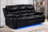 Picture of MODENA Reclining Sofa with LED (Black) - 3 Seat with Drop Down Cup Holders (3RRC)