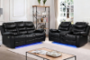 Picture of MODENA Reclining Sofa with LED (Black) - 3 Seat with Drop Down Cup Holders (3RRC)