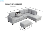 Picture of DEVON Fabric Sectional Sofa with Storage Ottoman (Grey)