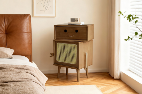 Picture of M-O 360° Swivel Head Solid Wood Bedside Table