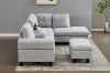 Picture of DEVON Fabric Sectional Sofa with Storage Ottoman (Grey) - Chaise Facing Right