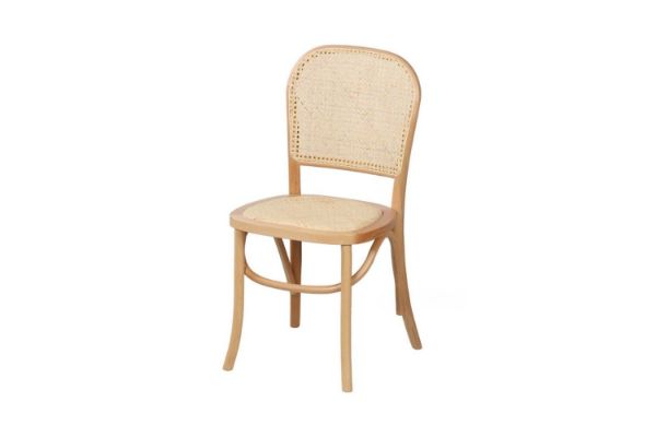 Picture of  [FLOOR MODEL CLEARANCE] SYDNEE Solid Beech Rattan Back and Seat Dining Chair (Natural)