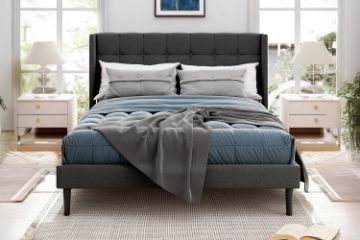 Picture of  [FLOOR MODEL CLEARANCE]  SONOMA Fabric Bed Frame (Dark Grey) in Queen Size