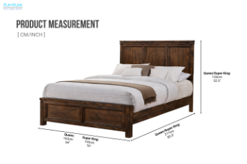 Picture of VENTURA Oak Platform Bed Frame- Queen Size