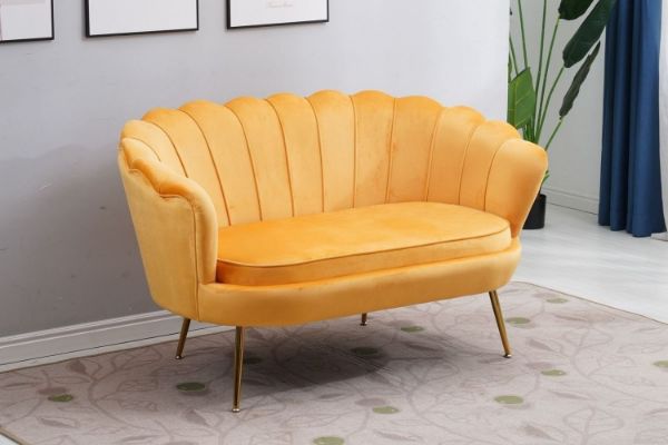 Picture of  [FLOOR MODEL CLEARANCE]  EVELYN Curved Flared Velvet Loveseat (Yellow)