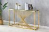 Picture of  [FLOOR MODEL CLEARANCE] AUGUSTA Rectangle Clear Glass Console Table with Golden Frame