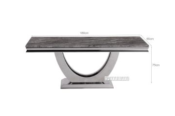 Picture of [FLOOR MODEL CLEARANCE] NUCCIO 180 Marble Top Stainless Steel Dining Table (Dark Grey)