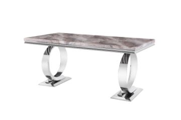 Picture of  [FLOOR MODEL CLEARANCE]  OMEGA 180 Marble Top Dining Table with Round Steel Legs