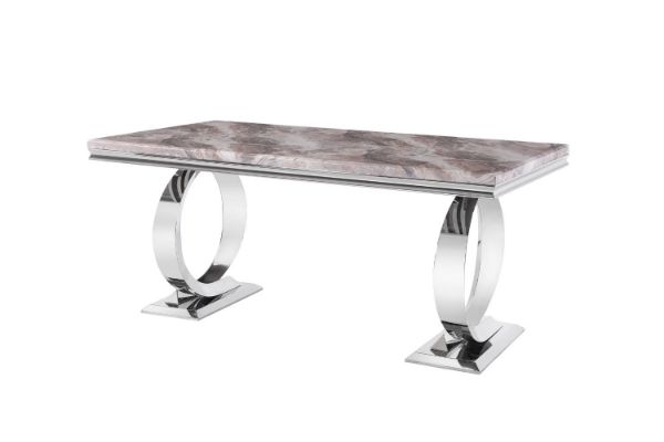 Picture of  [FLOOR MODEL CLEARANCE]  OMEGA 180 Marble Top Dining Table with Round Steel Legs