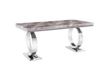 Picture of  [FLOOR MODEL CLEARANCE]  OMEGA 180 Marble Top Dining Table with Round Steel Legs