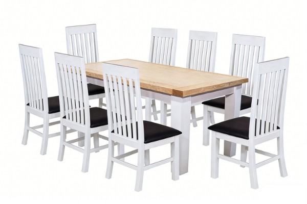 Picture of BRAMPTON 9PC Solid Wood Dining Set with Vegan Leather Seat Chairs - 210 Table
