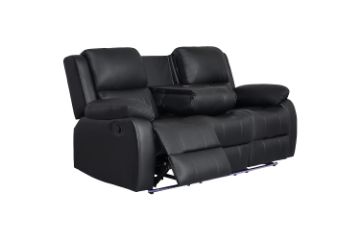 Picture of MARVIN Air Leather Manual Reclining Sofa Range (Black) - 3 Seat with Drop Down Cup Holders & Wireless Charger (3RRC)