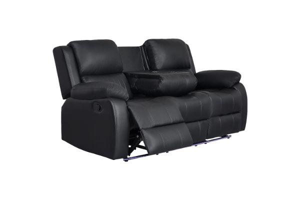 Picture of MARVIN Air Leather Manual Reclining Sofa Range (Black) - 3 Seat with Drop Down Cup Holders & Wireless Charger (3RRC)