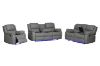 Picture of MARVIN Air Leather Manual Reclining Sofa Range with LED & Console & Wireless Charger (Grey)