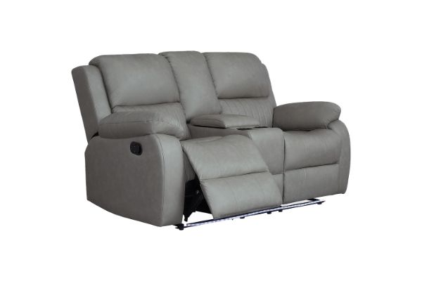 Picture of MARVIN Air Leather Manual Reclining Sofa Range (Grey) - 2 Seat with Cup Holders and Storage (2RRC)