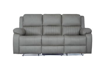 Picture of MARVIN Air Leather Manual Reclining Sofa Range (Grey) - 3 Seat with Drop Down Cup Holders & Wireless Charger (3RRC)