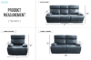 Picture of SOMIA Top-Grain Leather Manual Reclining Sofa Range (Dark Blue) - 2 Seat Recliner Sofa (2RR)
