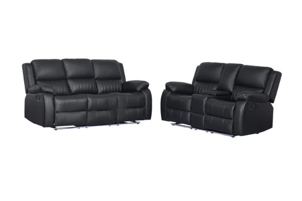 Picture of MARVIN Air Leather Manual Reclining Sofa Range (Black) - 3RRC+2RRC Sofa Set