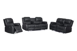 Picture of MARVIN Air Leather Manual Reclining Sofa Range (Black) - 3RRC+2RRC+1R Sofa Set