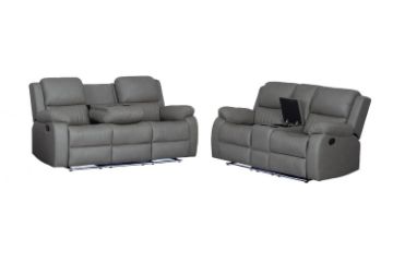 Picture of MARVIN Air Leather Manual Reclining Sofa Range (Grey) - 3RRC+2RRC Sofa Set