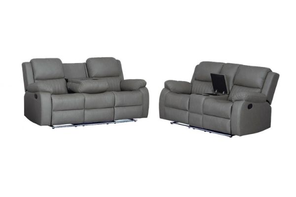 Picture of MARVIN Air Leather Manual Reclining Sofa Range (Grey) - 3RRC+2RRC Sofa Set