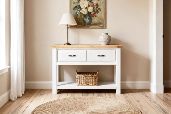 Picture of BRAMPTON 2-Drawer Solid Wood Console Table with Shelf